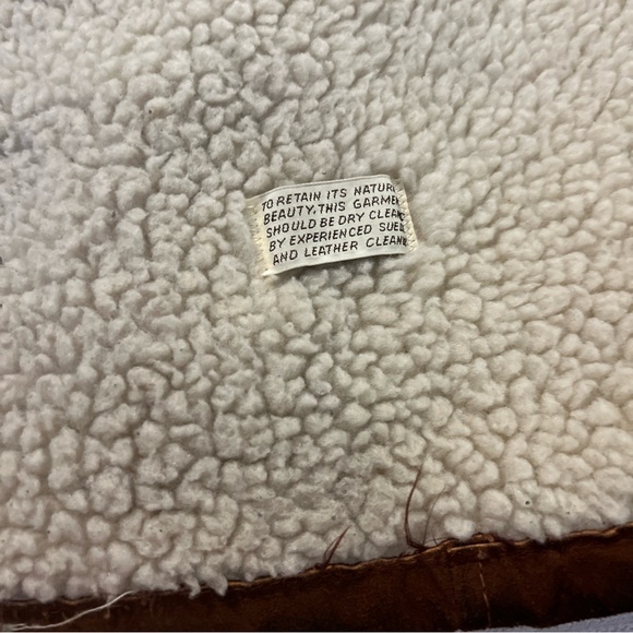 Vtg  SILTON Leather Sherpa Ranch Coat Western rust suede tan Jacket USA Mens 42 - Picture 12 of 15